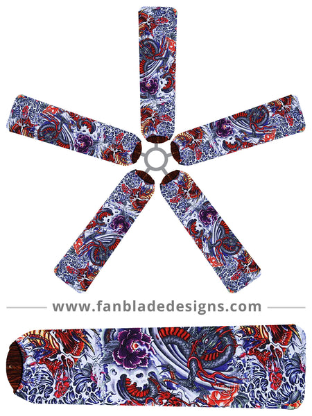 Fan Blade Designs fan blade covers - Flaming Dragon