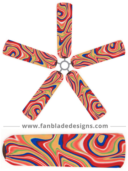 Fan Blade Designs fan blade covers - Swirling Rainbow